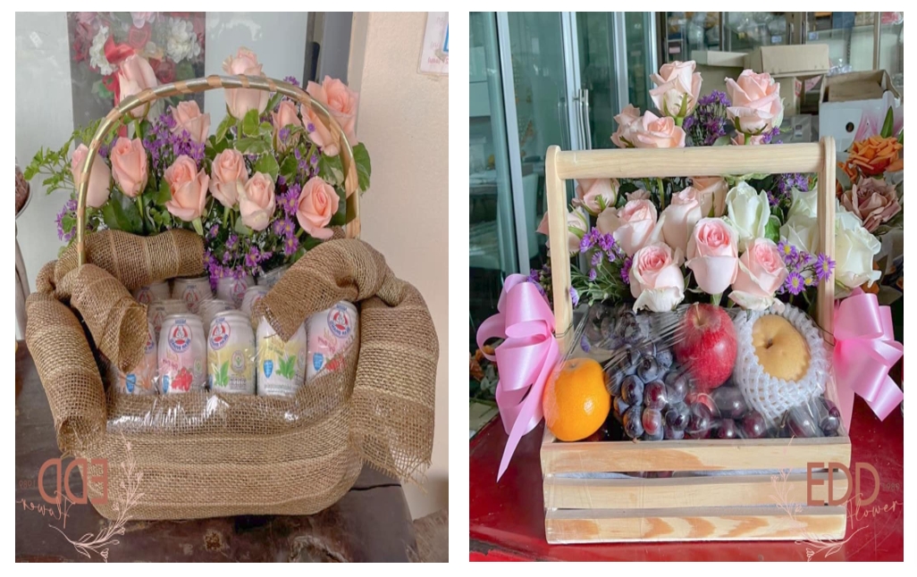 รับจัดกระเช้าดอกไม้ กระเช้าเยี่ยมไข้ สิงห์บุรี ร้านขายดอกไม้คุณอี๊ด